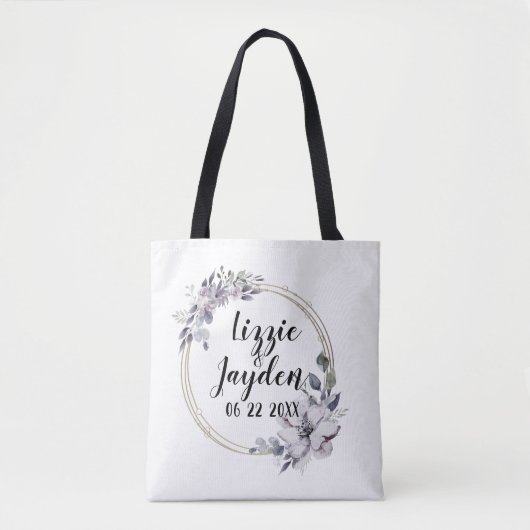 Elegante Lavendel Waterverf Bloemenkrans Tote Bag (Voorkant)