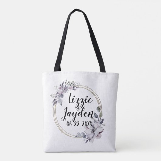 Elegante Lavendel Waterverf Bloemenkrans Tote Bag (Achterkant)