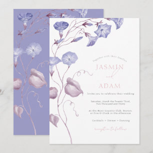Elegante lavendel waterverf bloemige bruiloft kaart
