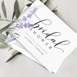 Elegante Lavendel Waterverf Bruidsdouche Uitnodiging Briefkaart