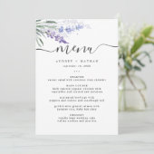 Elegante Lavendel Waterverf Bruiloft Menu (Staand voorkant)