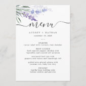 Elegante Lavendel Waterverf Bruiloft Menu (Voorkant)
