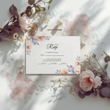 Elegante Lavendel Waterverf Bruiloft RSVP Kaarten