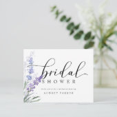 Elegante Lavendel Waterverf Bruiloftsborrel Uitnodiging Briefkaart (Staand voorkant)