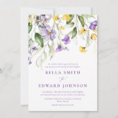 Elegante Lavendel Waterverf Floral Formal Bruiloft Kaart (Voorkant)