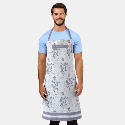 Elegante Lavendel Waterverf Floral Pattern Schort (Gedragen)