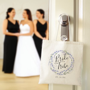 Elegante lavendel waterverf krans bruid stam tote bag