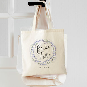 Elegante lavendel waterverf krans bruid stam tote bag