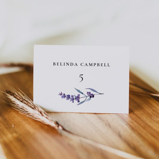 Elegante Lavendel Wedding Guest Place Card Kaart