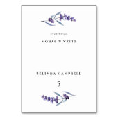 Elegante Lavendel Wedding Guest Place Card Kaart (Voorkant)