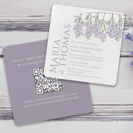 Elegante Lavendel Wedding Wisteria Custom Kaart