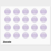 Elegante Lavendel White Damask Wedding Favoriet Ronde Sticker (Vel)