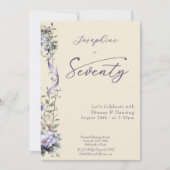 Elegante Lavendel Wilde Bloem Script 70e Verjaarda Kaart (Voorkant)
