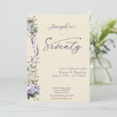 Elegante Lavendel Wilde Bloem Script 70e Verjaarda Kaart (Staand voorkant)