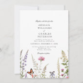 Elegante lavendel & wilde bloemen bloeien kaart (Voorkant)