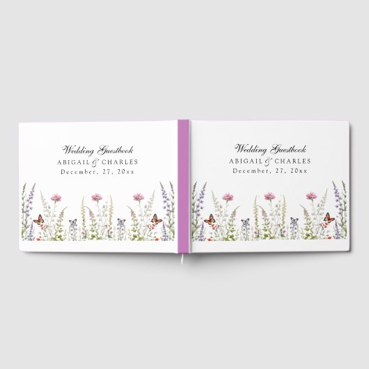 Elegante Lavendel & Wildflower Bloom Gastenboek (Volledig)