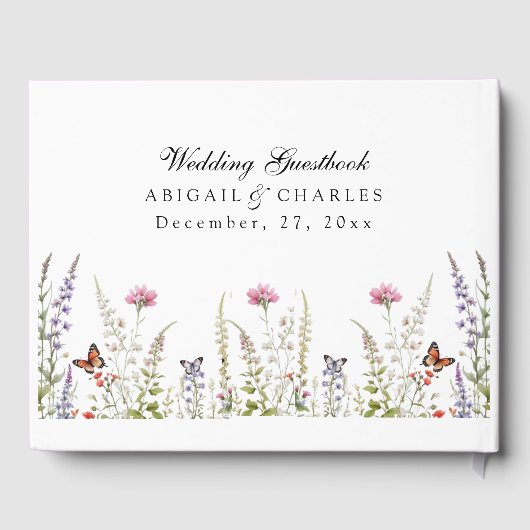 Elegante Lavendel & Wildflower Bloom Gastenboek (Achterkant)