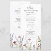 Elegante Lavendel & Wildflower Bloom Menu (Voorkant / Achterkant)