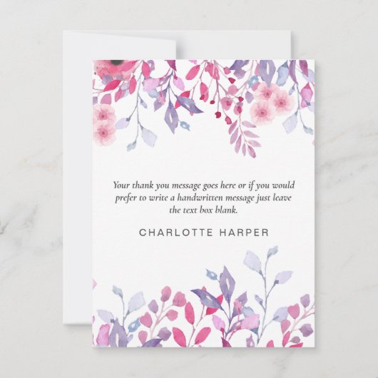 Elegante Lavendel Wildflower Business Dank u Kaart (Achterkant)