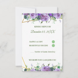 Elegante Lavendel Wildflower Custom RSVP Kaartje