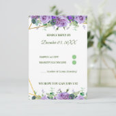 Elegante Lavendel Wildflower Custom RSVP Kaartje (Staand voorkant)