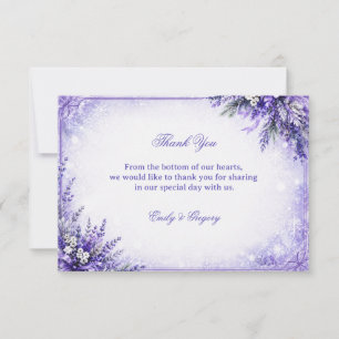 Elegante Lavendel Winterbloesem Sereniteit Bedankkaart