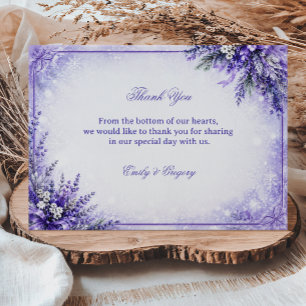 Elegante Lavendel Winterbloesem Sereniteit Bedankkaart