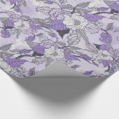 Elegante Lavendel & Wit Bloemen Verpakkend Cadeaupapier (Hoek)