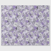 Elegante Lavendel & Wit Bloemen Verpakkend Cadeaupapier (Vlak)