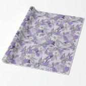 Elegante Lavendel & Wit Bloemen Verpakkend Cadeaupapier (Uitgerold)