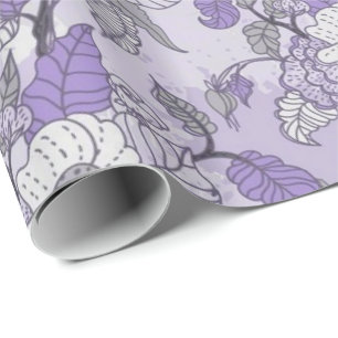 Elegante Lavendel & Wit Bloemen Verpakkend Cadeaupapier