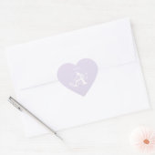 Elegante Lavendel Witte Monogram Naam Sjabloon Hart Sticker (Envelop)