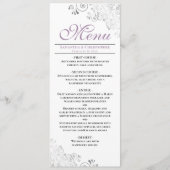 Elegante Lavendel & Zilveren Swirls op Witte Bruil Menu (Voorkant)