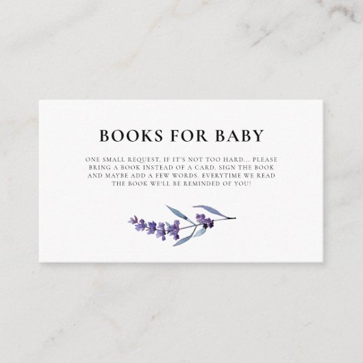 Elegante lavendelboeken voor Baby Request Informatiekaartje (Voorkant)