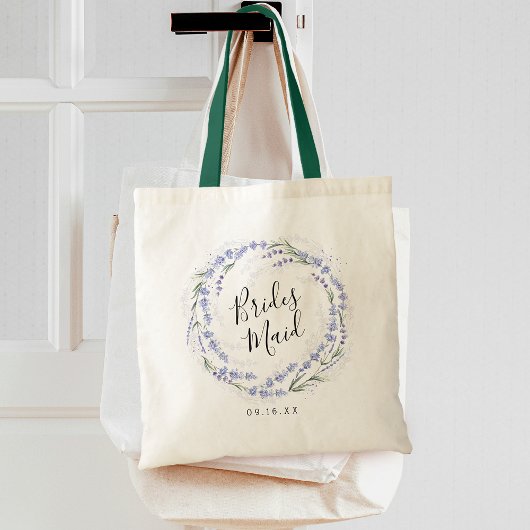 Elegante lavendelkrans bruidsmeisje tote bag