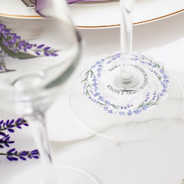 Elegante lavendelkrans bruiloftsgeschenk wijnglaslabel