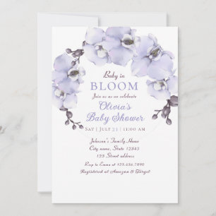 Elegante lavendelorkidee baby shower kaart