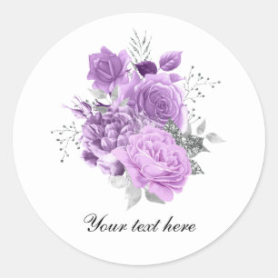 Elegante lavendelrozen aanpasbaar ronde sticker