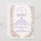 Elegante Lavendelweide Bloemhuwelijk Kaart (Voorkant)