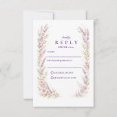 Elegante Lavendelweide Bruiloft RSVP Kaartje (Voorkant)