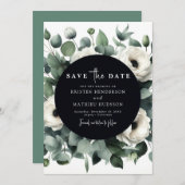 Elegante Leaf Eucalyptus digitale bruiloft Save The Date (Voorkant / Achterkant)