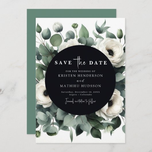 Elegante Leaf Eucalyptus digitale bruiloft Save The Date (Voorkant / Achterkant)