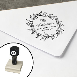 Elegante Leaf Krans Familie Botanisch Rubberstempel