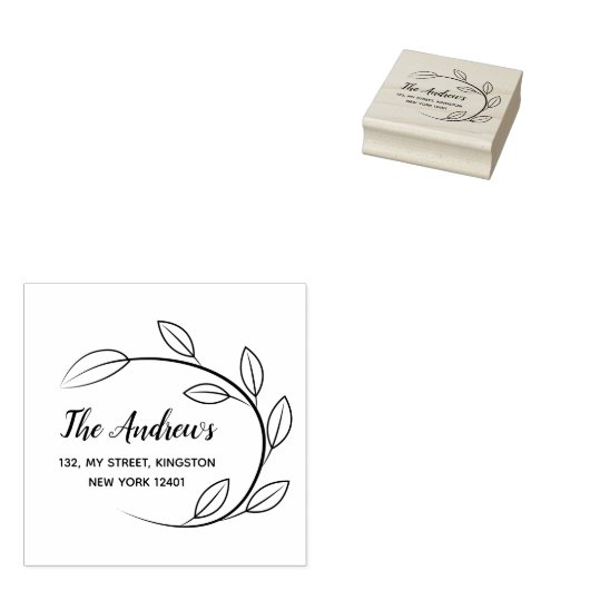 Elegante Leaf Krans familie Rubberstempel (Gestempeld)