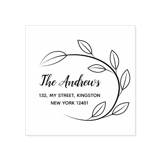 Elegante Leaf Krans familie Rubberstempel (Afrduk)