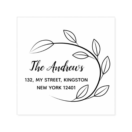 Elegante Leaf Krans familie Zelfinktende Stempel (Design)