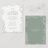 Elegante Leaf Sage Green Monogram Wedding Details Informatiekaartje (Voorkant / Achterkant)