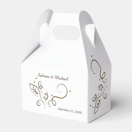 Elegante Leaf Swirl Bruiloft Favor Box Bedankdoosjes (Voorkant Zijde)