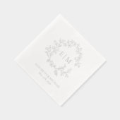 Elegante Leafy Crest Monogrammed Wedding Zilver Folie Servetten (Rechts)