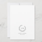 Elegante Leafy Monogram Crest Wedding Kaart (Achterkant)